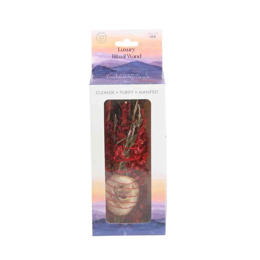 Something Different - 6in Ritual Wand with Rosemary, Sage and Red Jasper Smudge stick - Multicolours